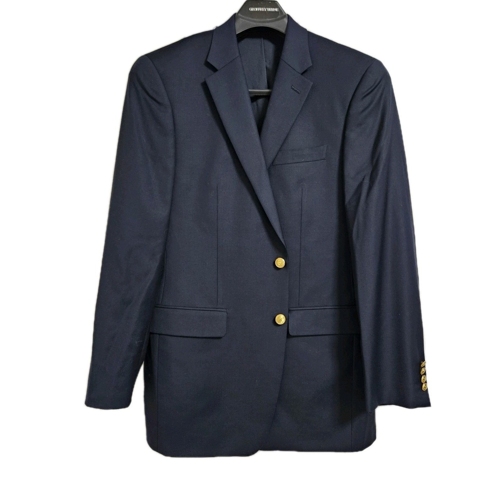 Lauren Ralph Lauren Blazer Mens 40l Navy Blue Wool Gold Crest Button Sport Coat